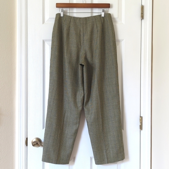 Talbots 90's Vintage 100% Wool Plaid High Rise Straight Leg Trousers Sage 10P - Picture 4 of 16